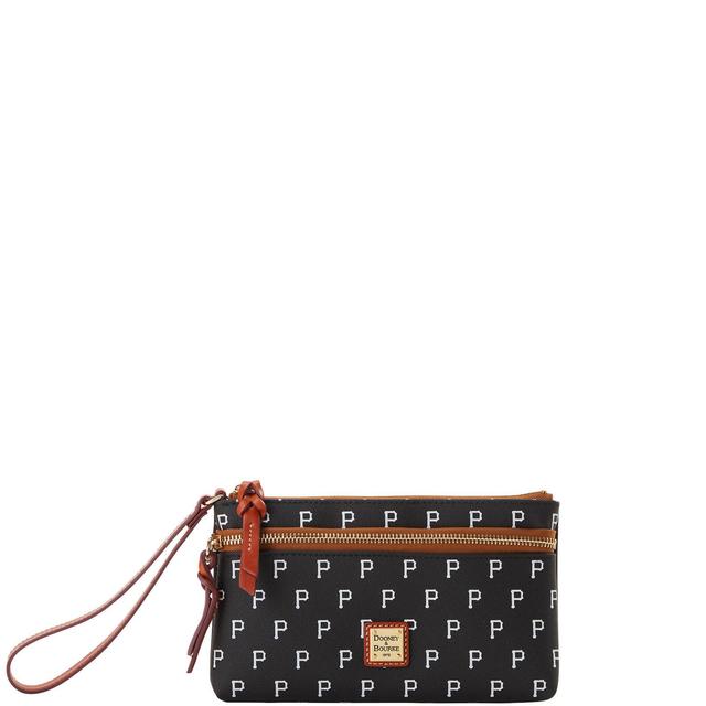 Dooney & Bourke Womens MLB Pirates Double Zip Coated Cotton Wristlet in Black Product Image