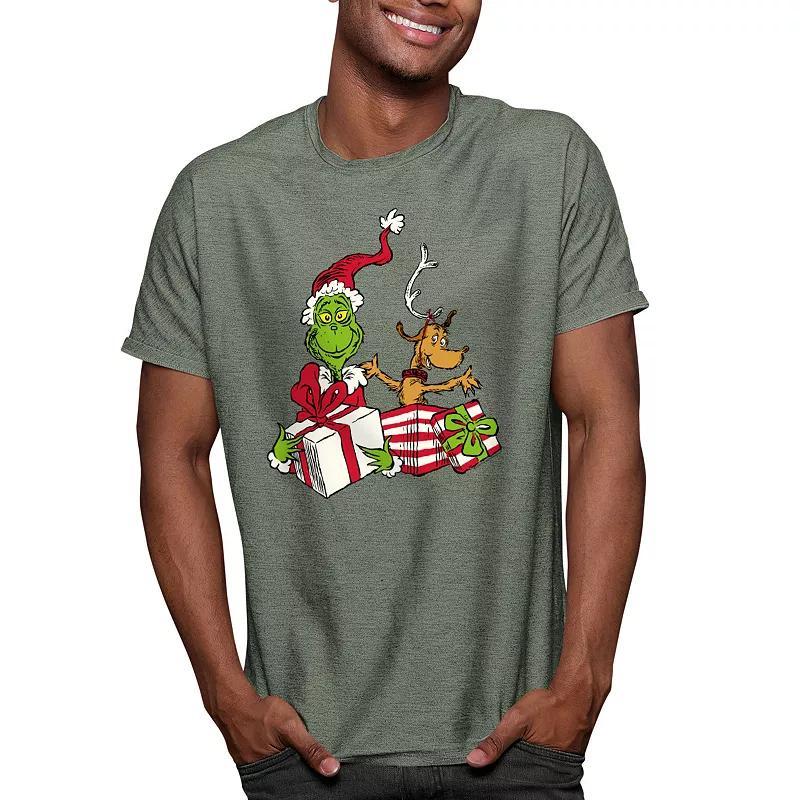 Mens Dr. Seuss The Grinch Max Tee Grey Military Green Product Image