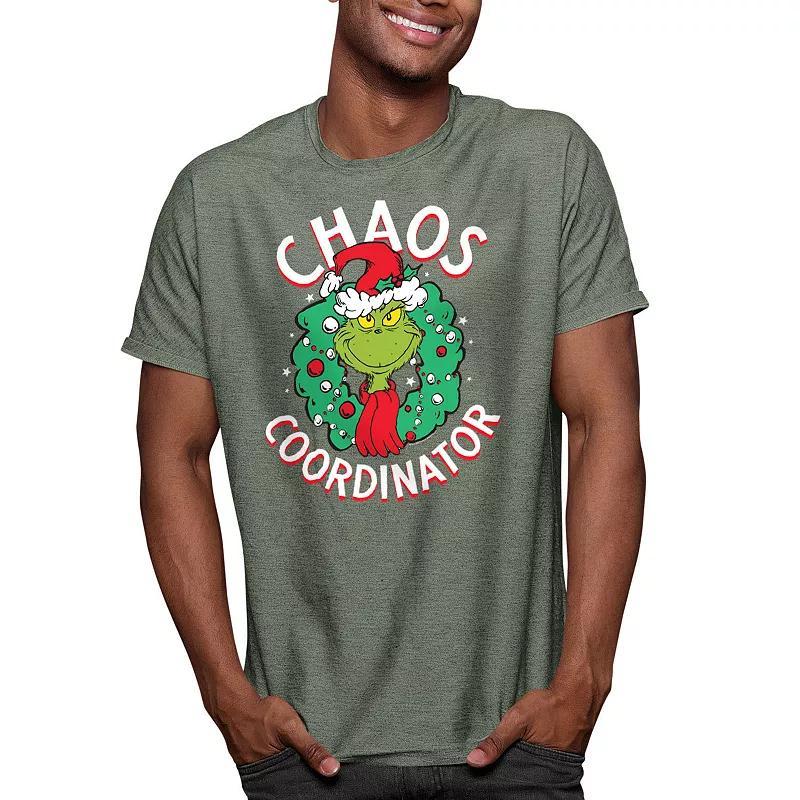 Mens Dr. Seuss The Grinch Chaos Tee Grey Product Image