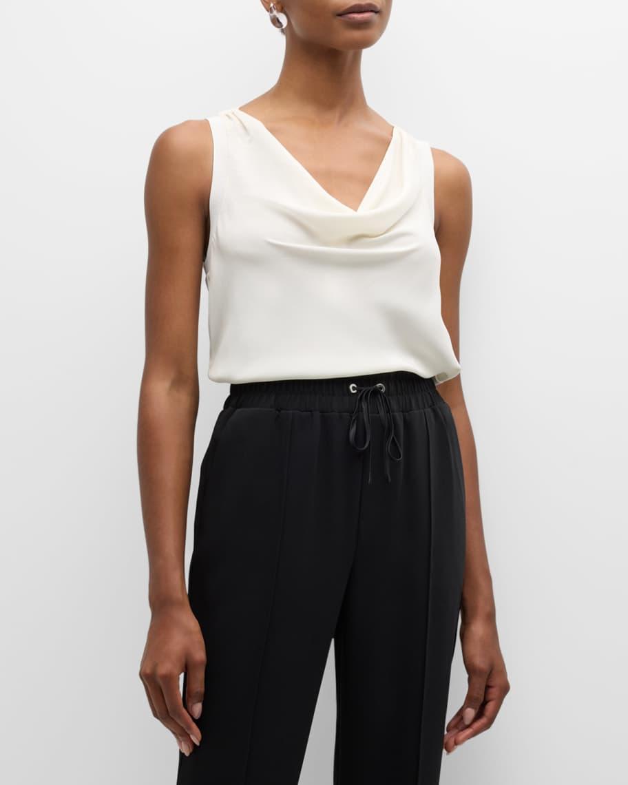 Olsen Sleeveless Silk Charmeuse Cowl-Neck Top Product Image