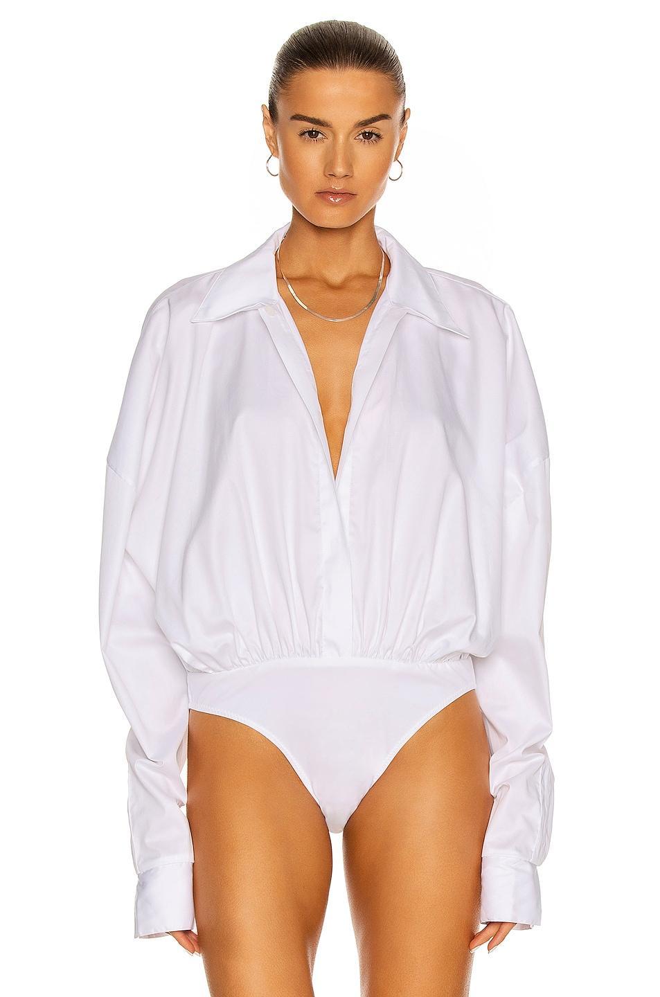 Norma Kamali Oversized Boyfriend Shirt Bodysuit Size L, S, XL, XS. Product Image