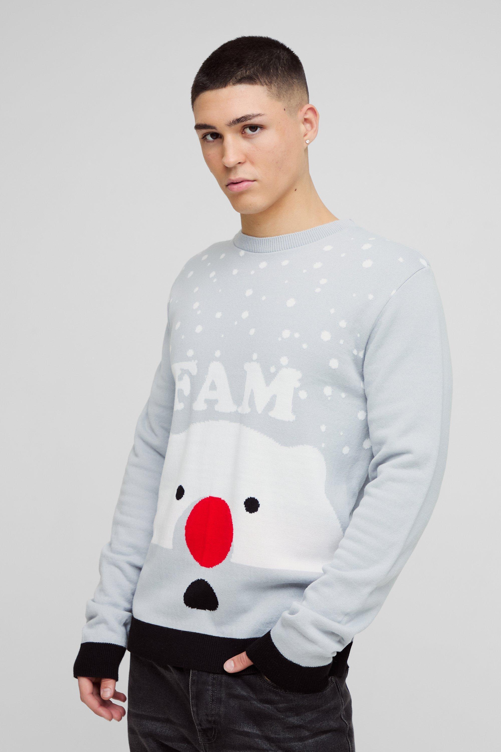 Regular Fit Fam Christmas Sweater | boohooMAN USA Product Image