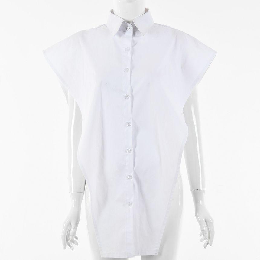 V-Shape Sleeveless Button-Up Shirt Product Image