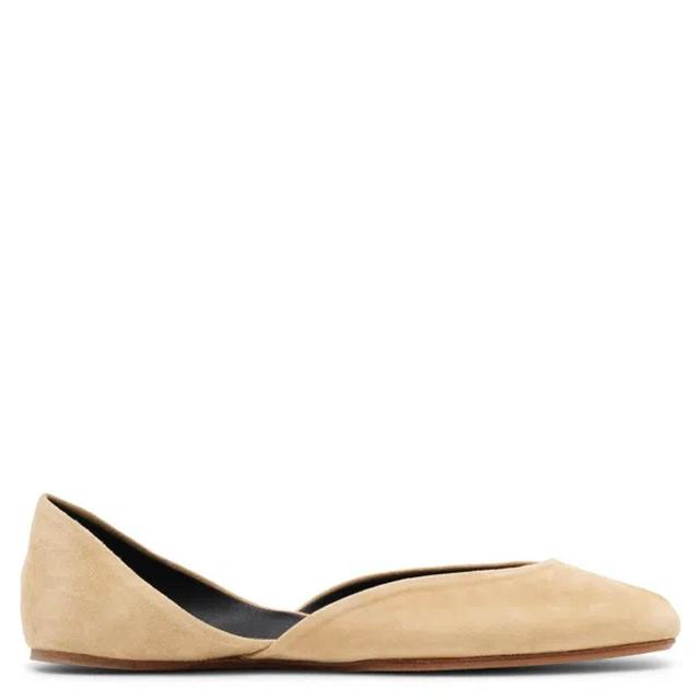 THE ROW Gemma Beige Suede Ballet Flats In Brown Product Image