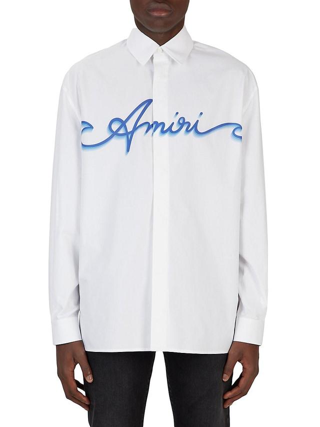 Mens Logo Wave Cotton Poplin Shirt Product Image