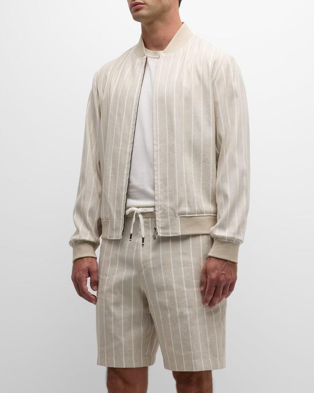 Men's Hanry Striped Linen Bomber Jacket Product Image