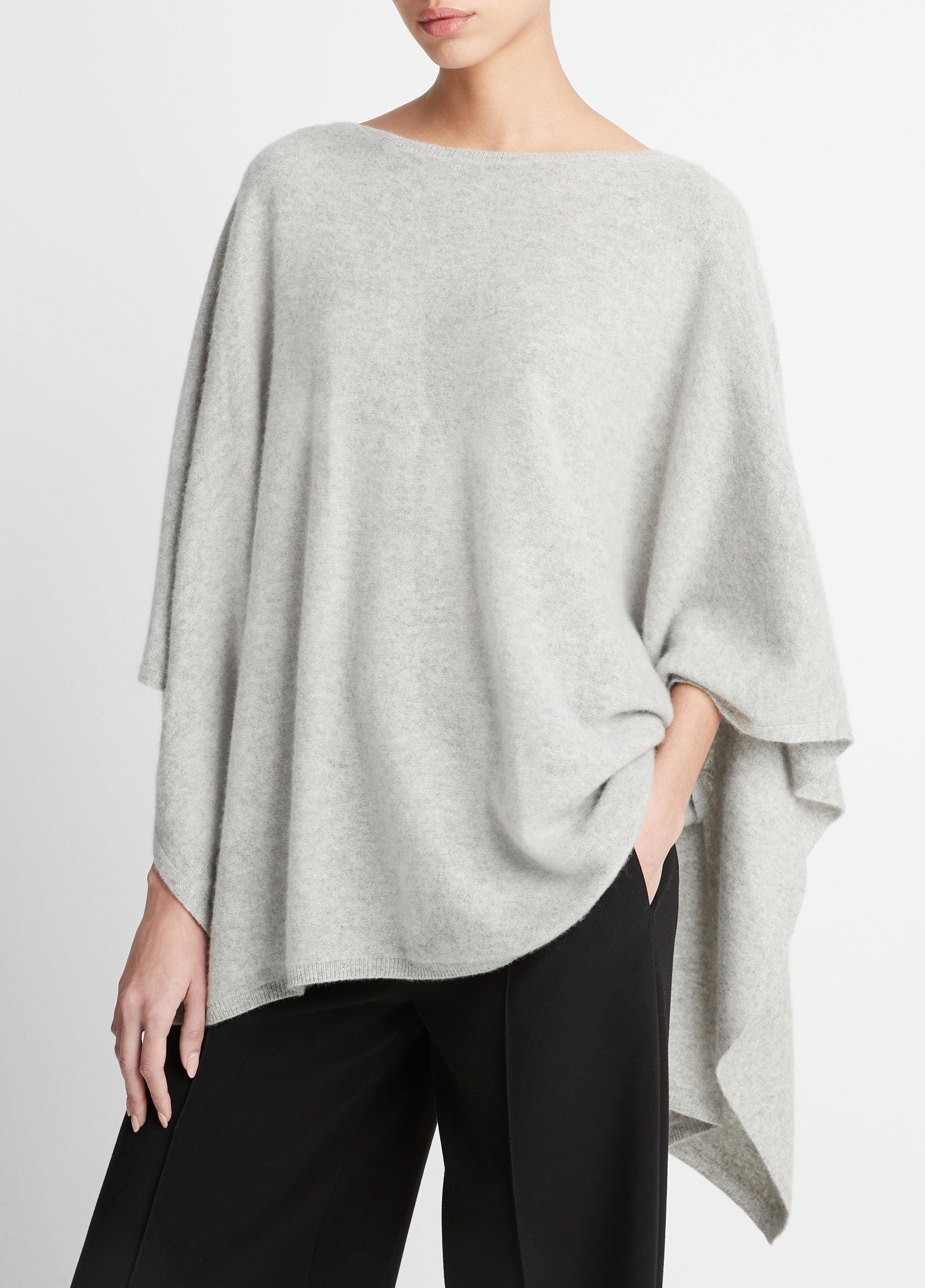 Reverse-Jersey Cashmere Boat-Neck Poncho Product Image