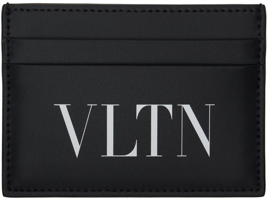 VALENTINO GARAVANI Black 'vltn' Card Holder In 0ni Nero/bianco Product Image