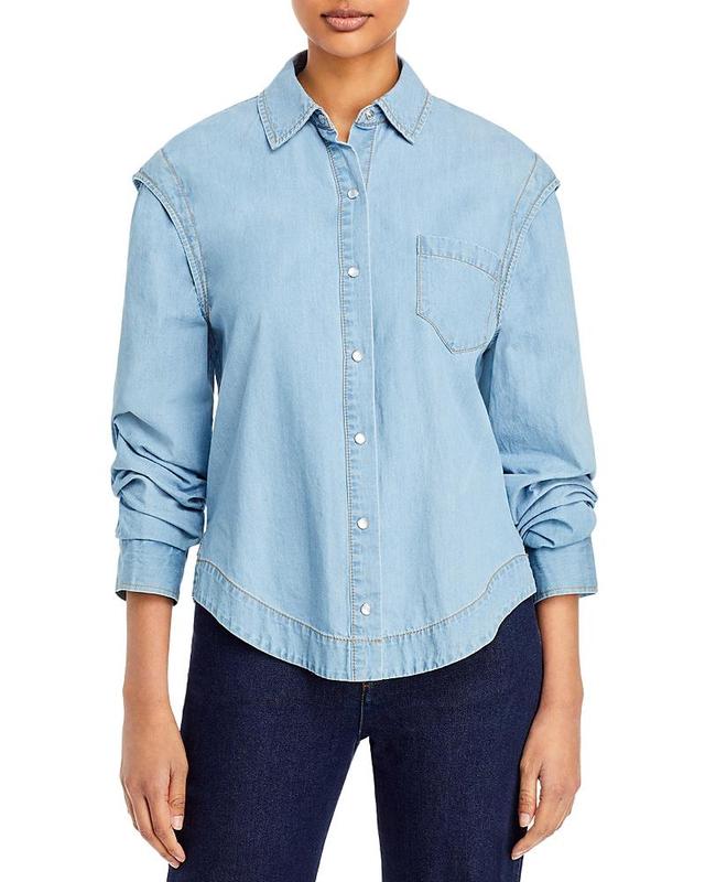 Womens Marley Ruched-Sleeve Snap-Front Shirt Product Image