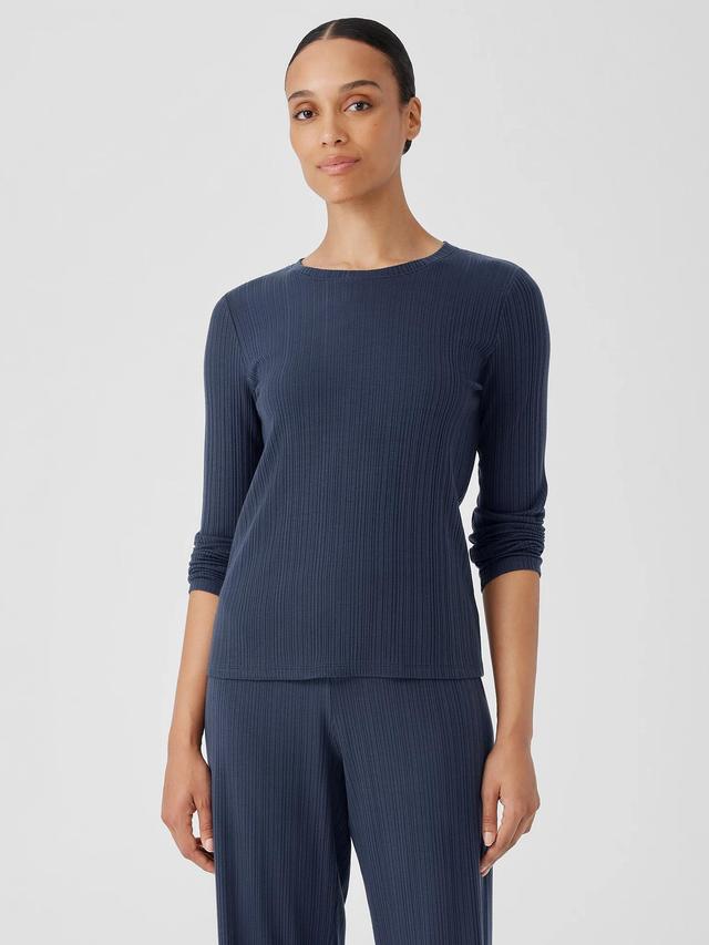 EILEEN FISHER Variegated Rib Knit Crew Neck Topfemale Product Image