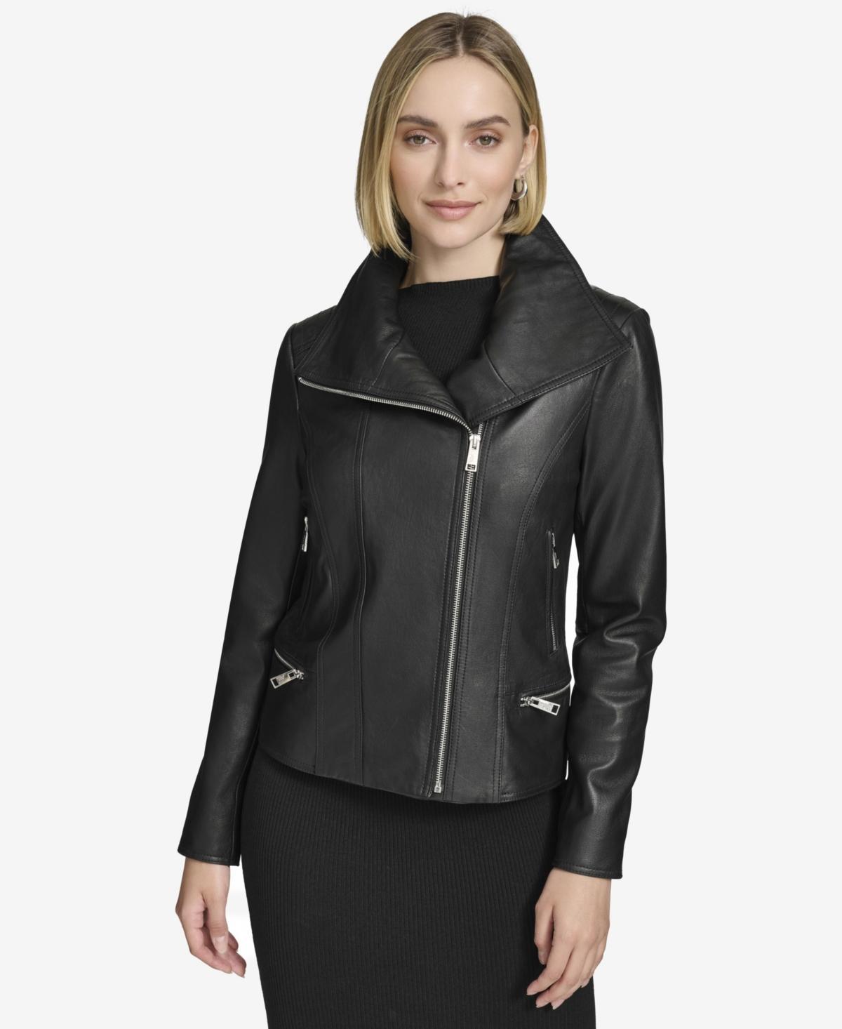 Andrew Marc Womens Beckett Asymmetrical Moto Leather Jacket Product Image