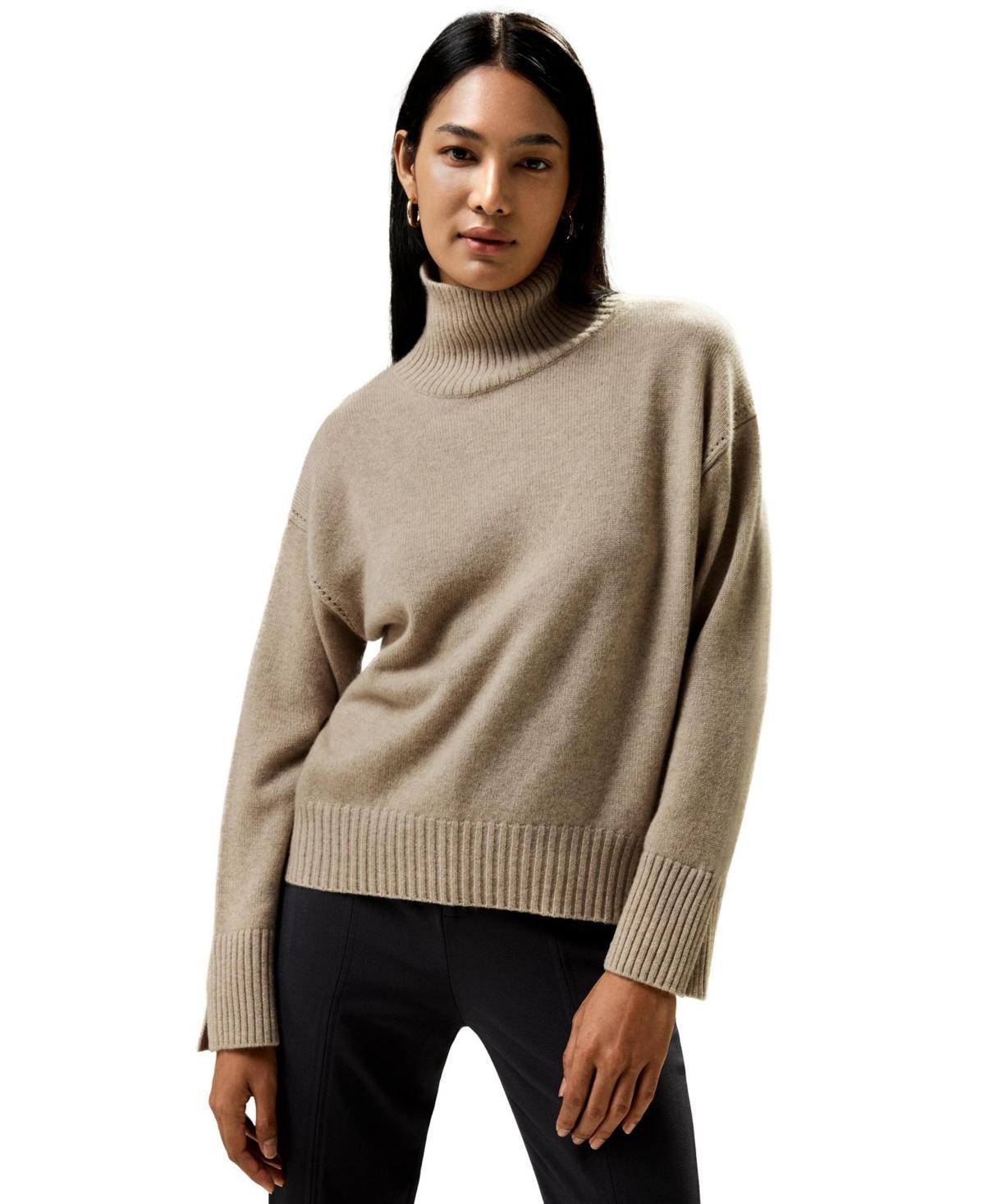 Lilysilk Womens Turtleneck Relaxed-Fit Cashmere Sweater for Women Product Image