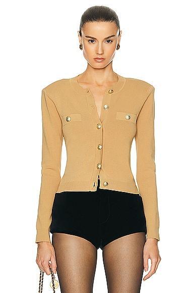 L'AGENCE Toulouse Cropped Cardi in Tan. Size M. Product Image