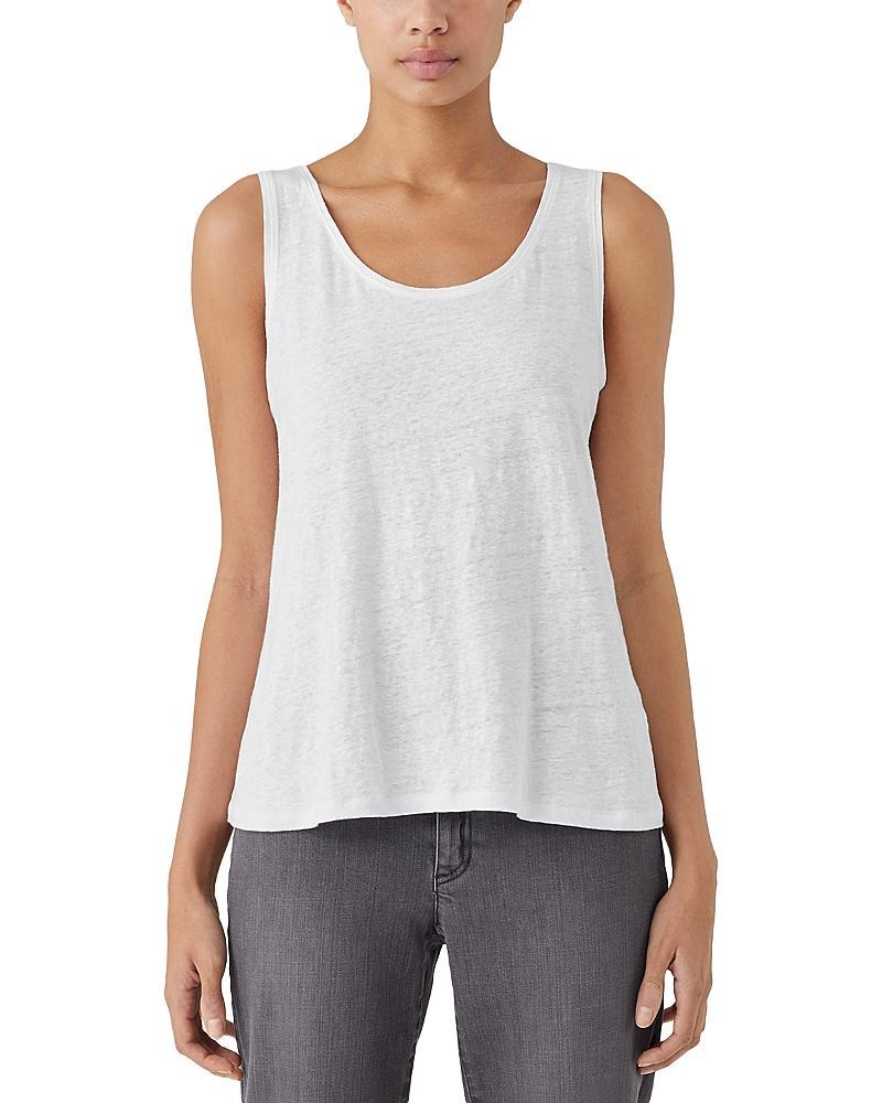 Eileen Fisher Organic Linen Scoop Neck Sleeveless Jersey Knit Tank Product Image