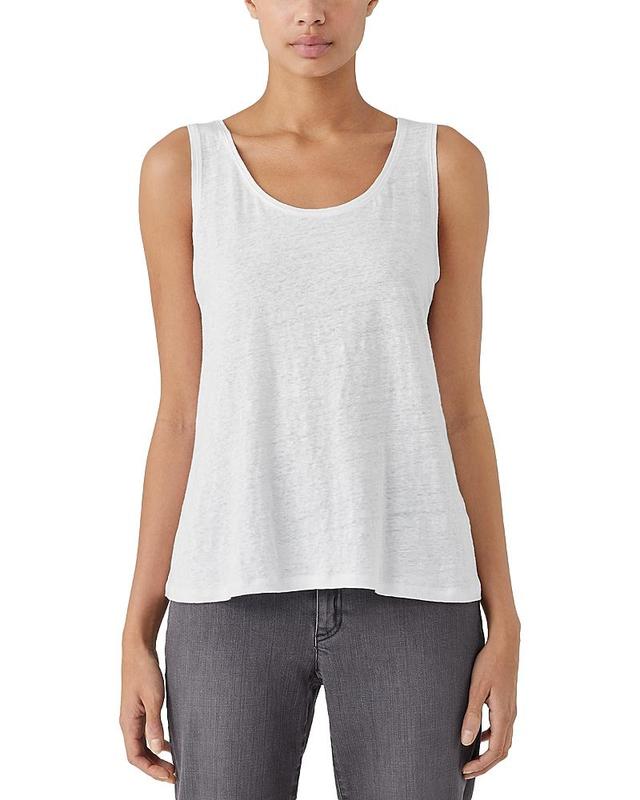 Eileen Fisher Organic Linen Scoop Neck Sleeveless Jersey Knit Tank Product Image