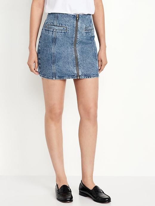 Mid-Rise OG Jean Mini Skirt Product Image