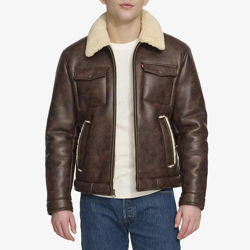 Mens Levis Faux Shearling Zip Trucker Jacket Product Image