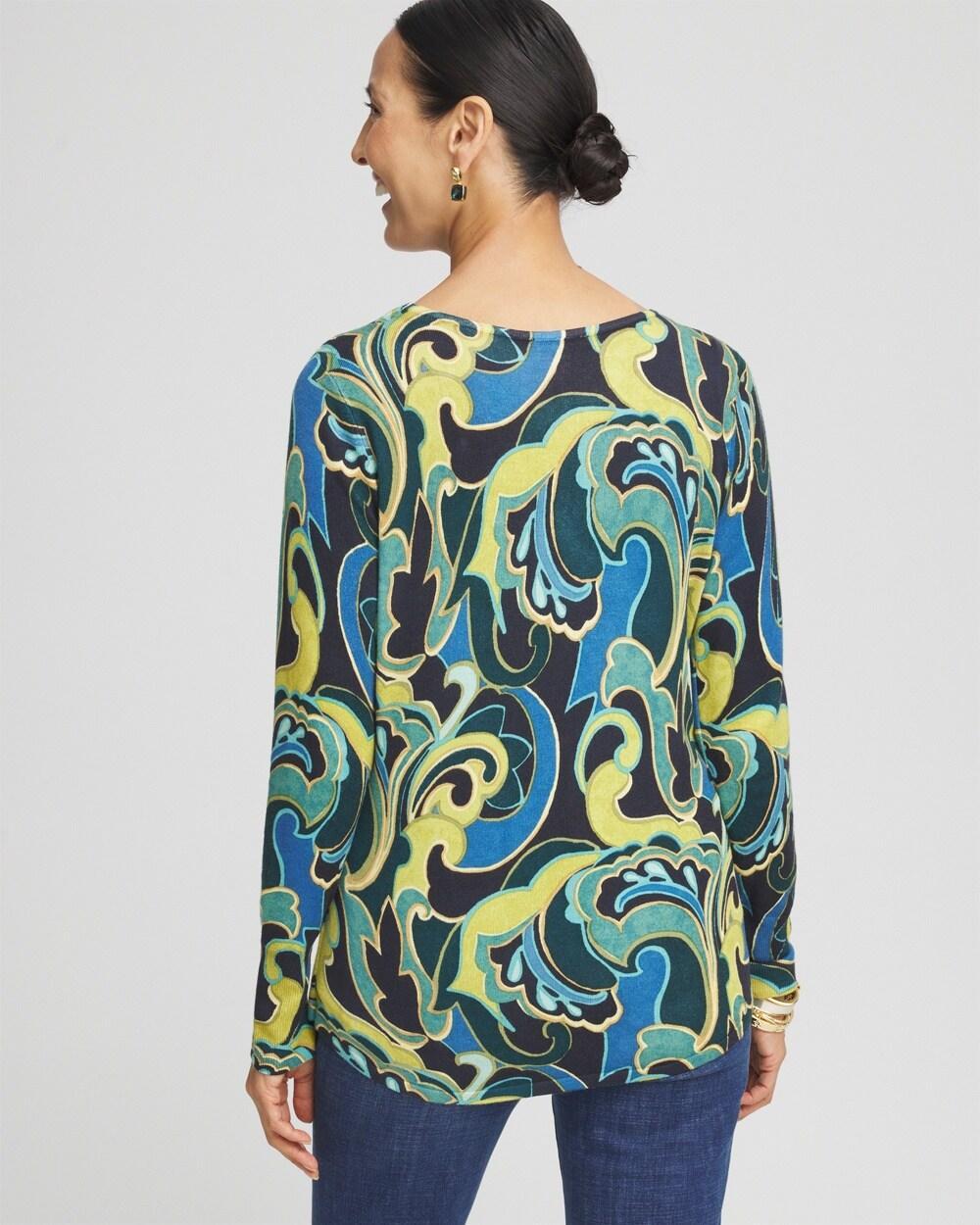 Women's Scroll Print V-Neck Sweater Product Image