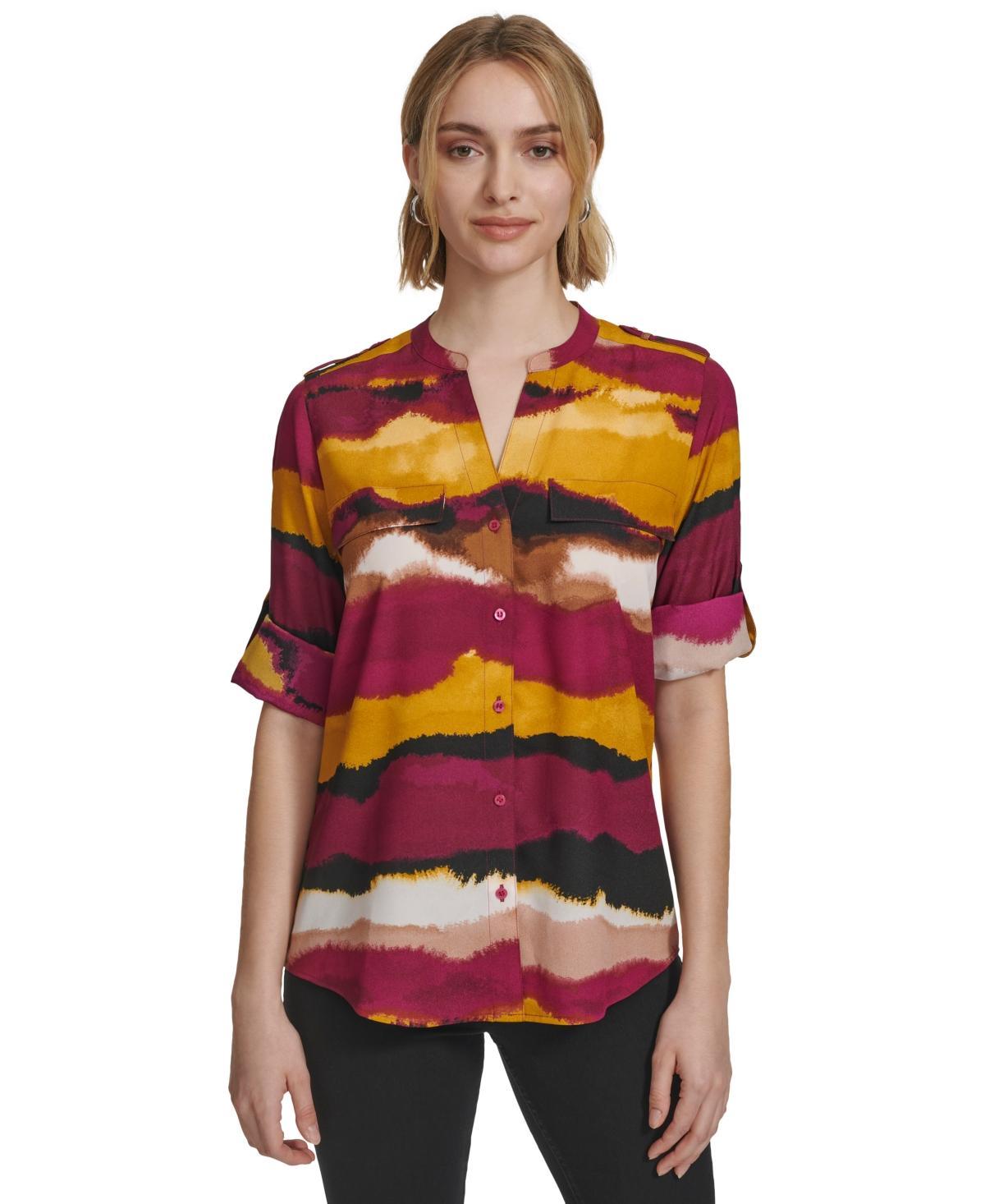 Women's Printed Button-Down Blouse Product Image