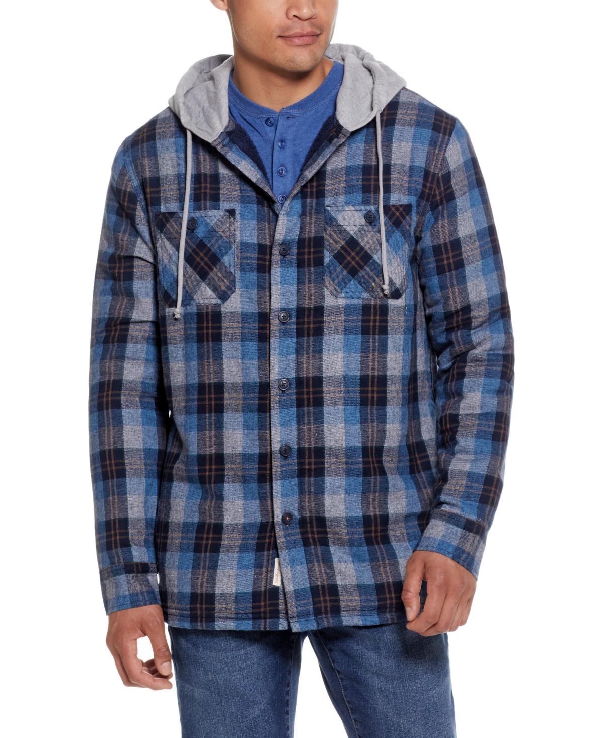 Weatherproof Vintage Mens Sherpa Lined Flannel Hooded Shirt Jacket Product Image