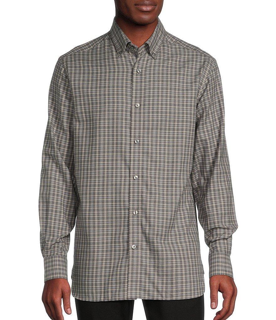 Daniel Cremieux Signature Label A Touch Of Cashmere Small Plaid Long Sleeve Woven Shirt Product Image