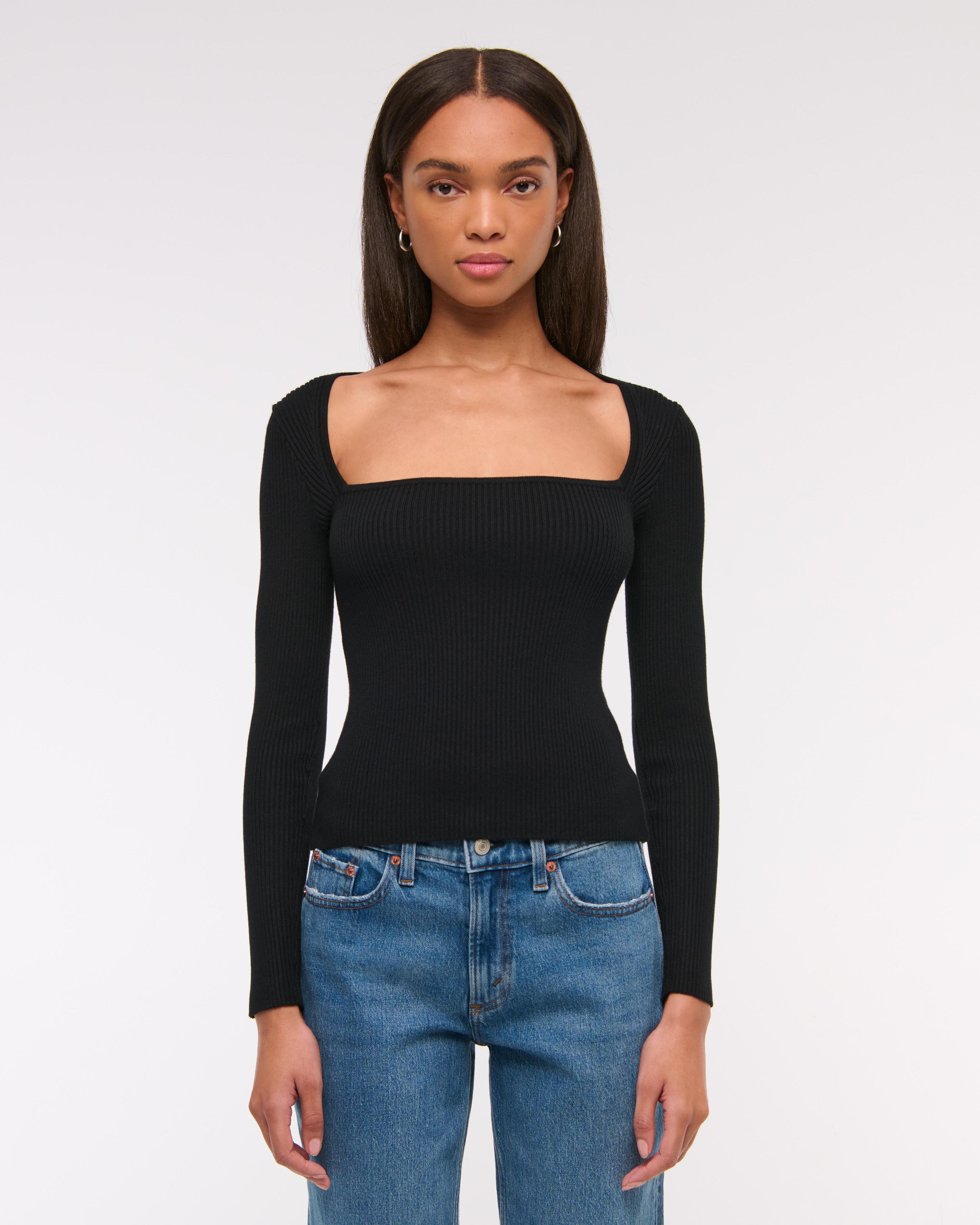 The A&F Ava Long-Sleeve Sweater Top Product Image