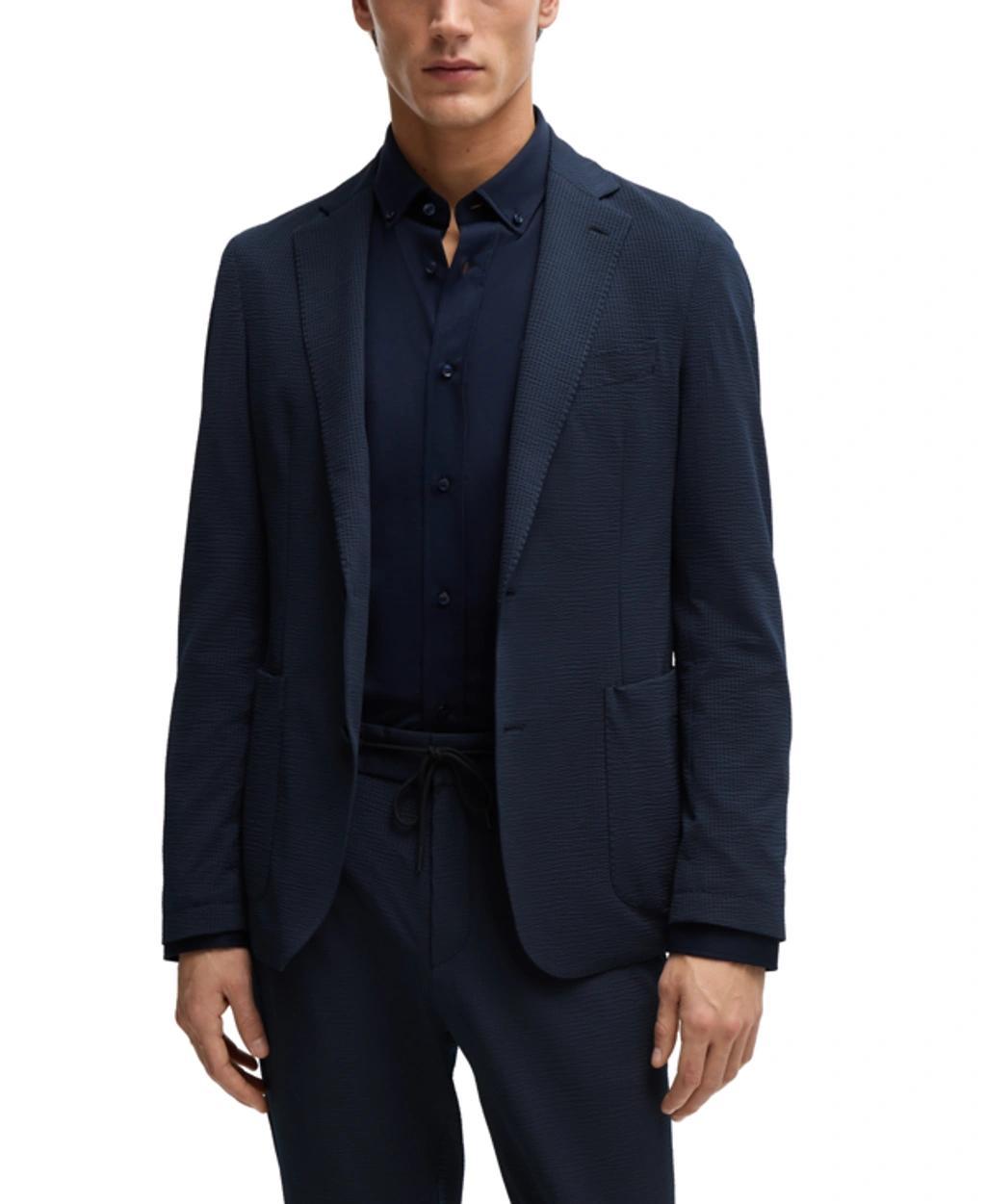 Boss By  Men's Performance-stretch Slim-fit Jacket In Dark Blue Product Image