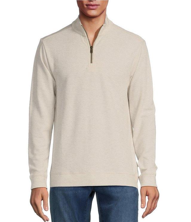 Rowm Long Sleeve Solid Ribbed Quarter-Zip Mock Neck Pullover Product Image