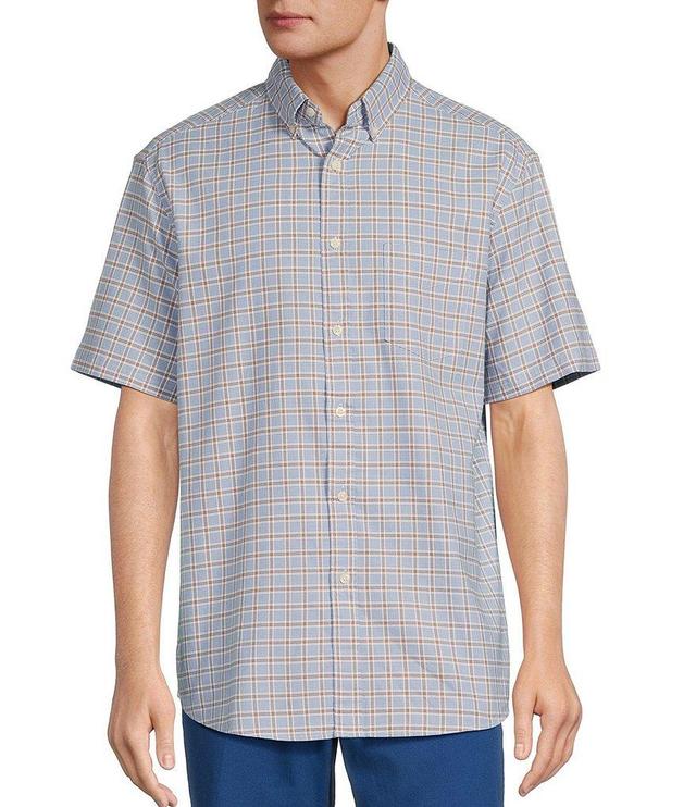 Roundtree & Yorke Short Sleeve Oxford Plaid Sport Shirt Product Image