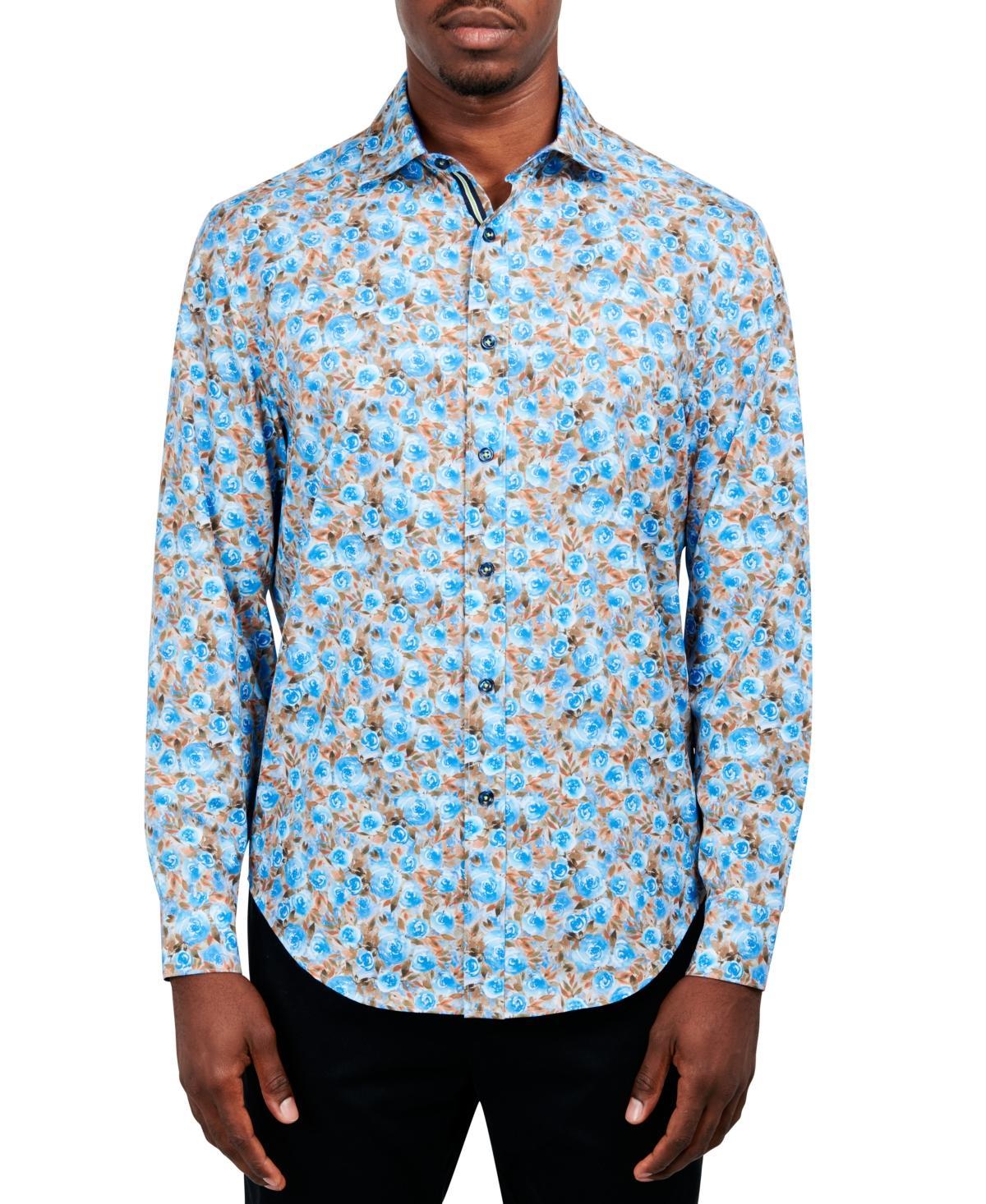 Society of Threads Mens Slim-Fit Performance Stretch Floral Print Long-Sleeve Button-Down Shirt Product Image