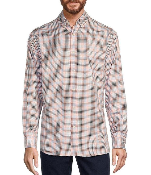 Roundtree & Yorke Long Sleeve Small Plaid Oxford Sport Shirt Product Image