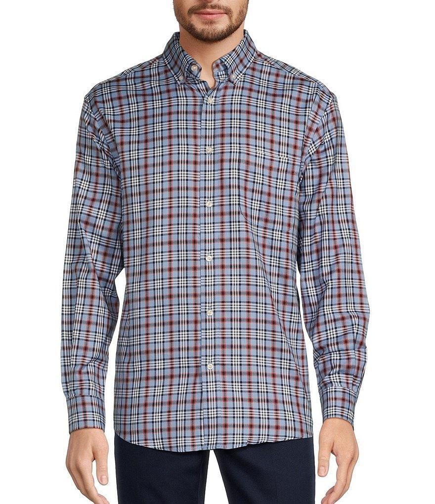 Roundtree & Yorke Long Sleeve Medium Plaid Oxford Sport Shirt Product Image