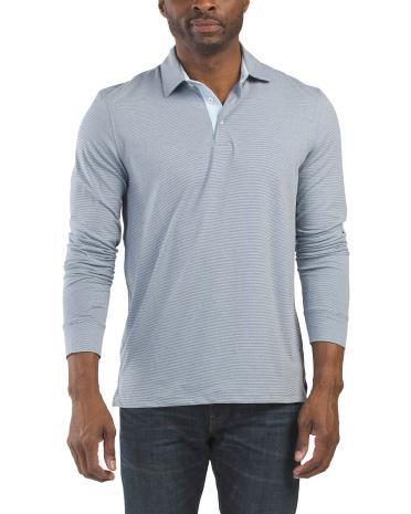 Long Sleeve Ryder Ridgeway Striped Performance Polo T-shirt for Men Product Image