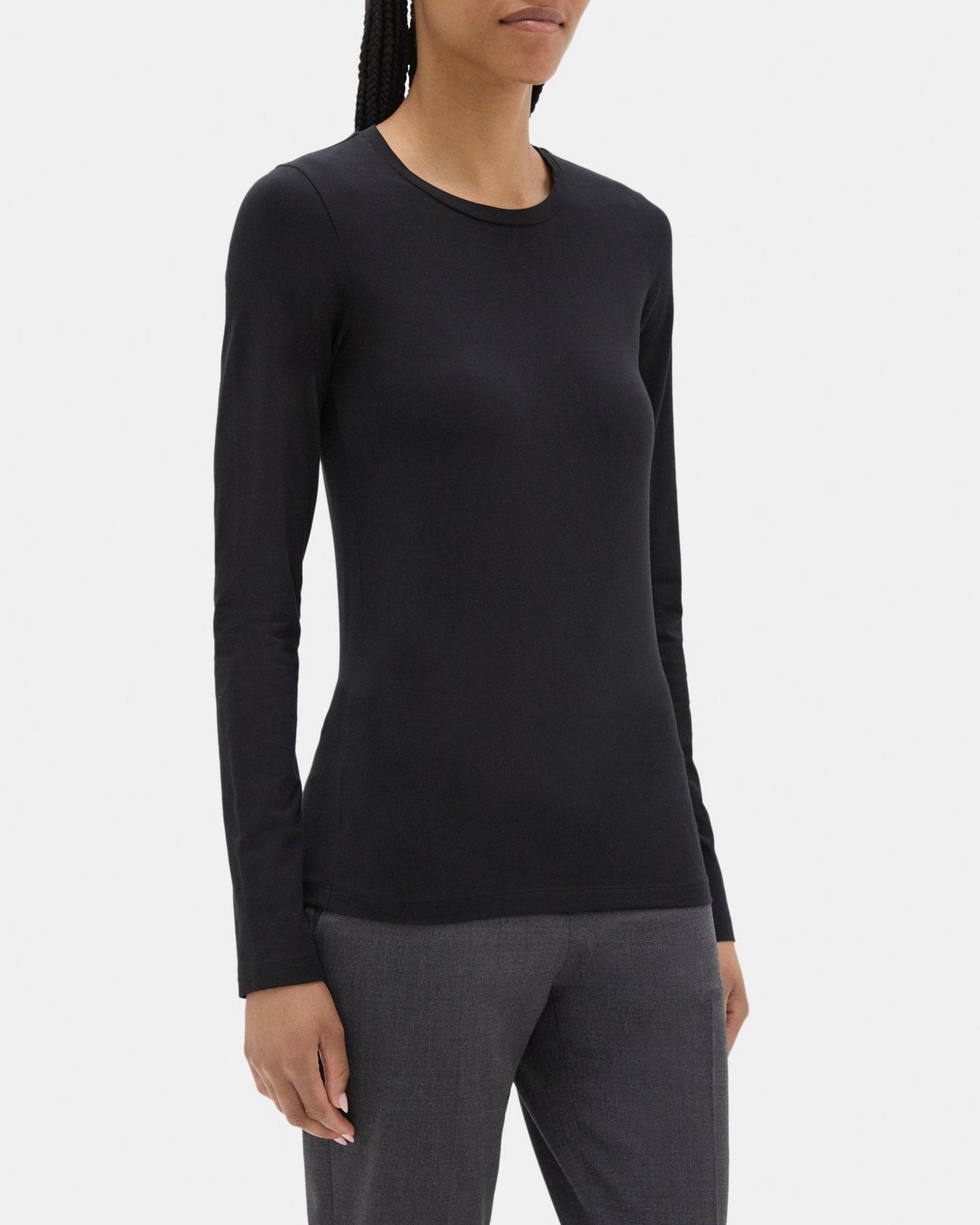 Long-Sleeve Tee In Stretch Cotton Product Image