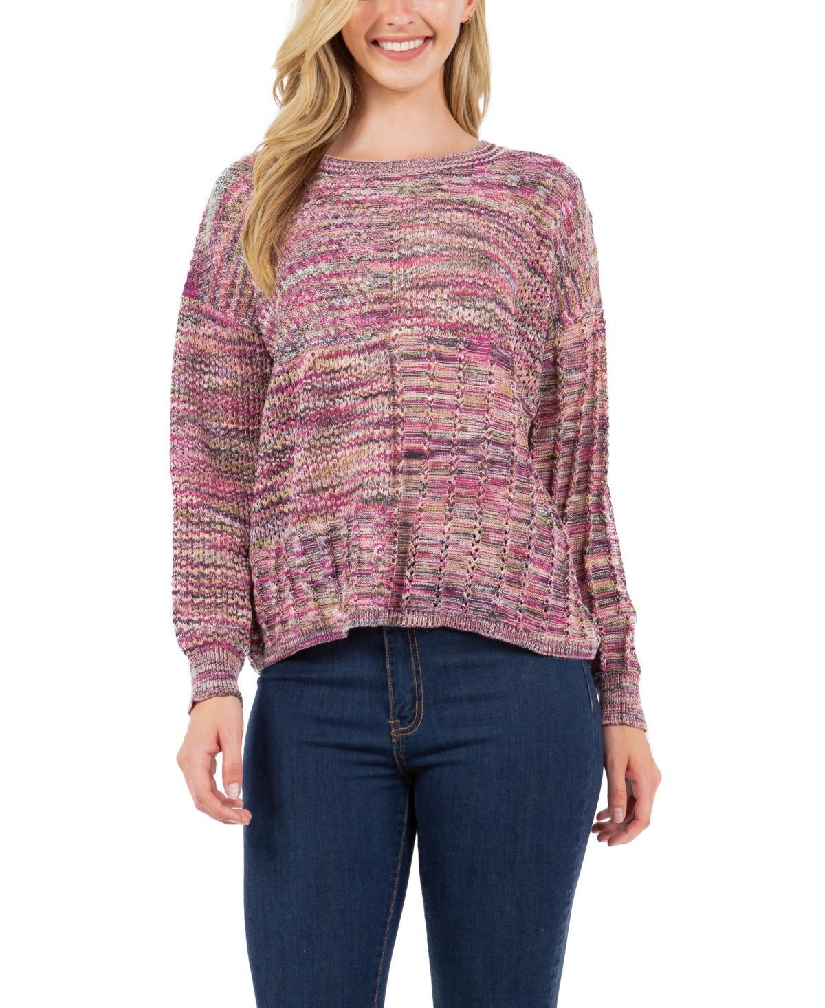 Jpr Studio Womens Patchwork Spacedye Long Sleeve Sweater Product Image