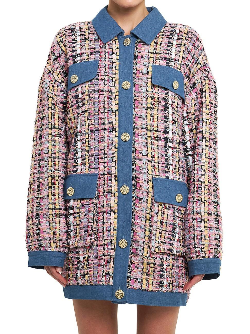 Endless Rose Tweed & Denim Oversize Shacket Product Image