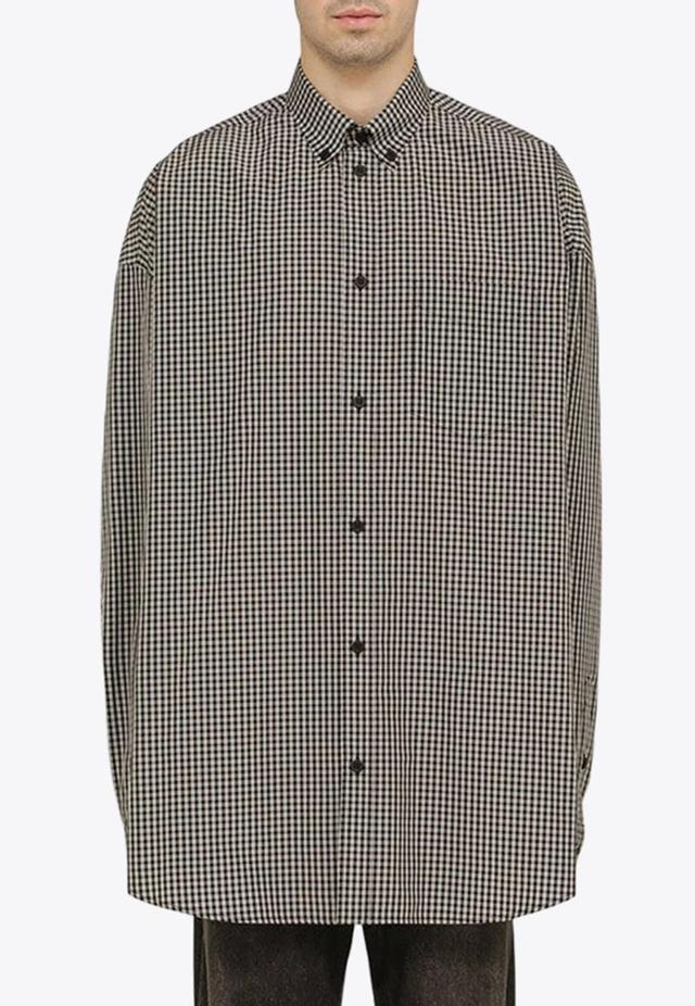 BALENCIAGA Checked Oversized Shirt In Black Product Image