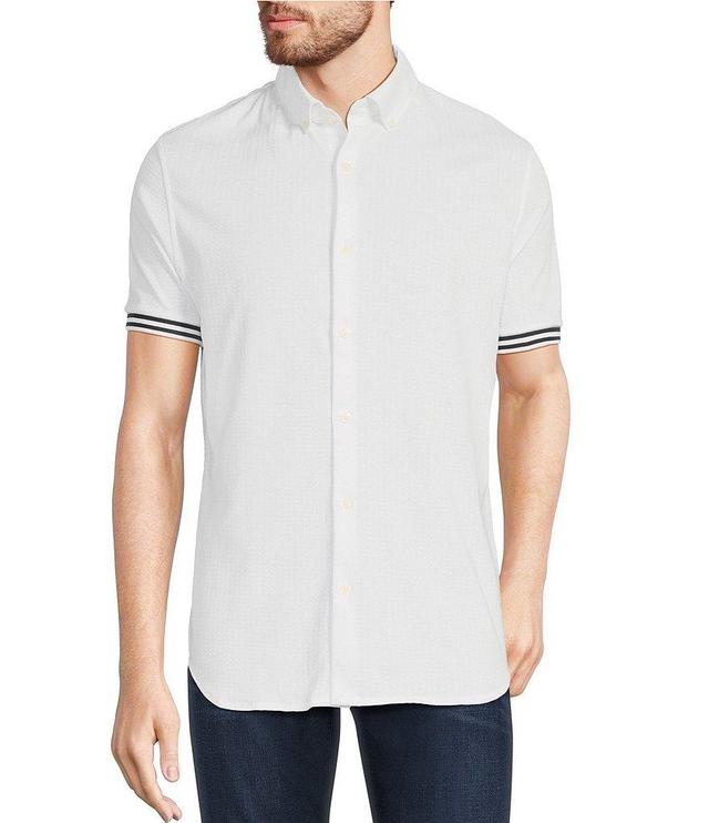 Murano Modern Maritime Collection Slim-Fit Jacquard Short-Sleeve Shirt Product Image