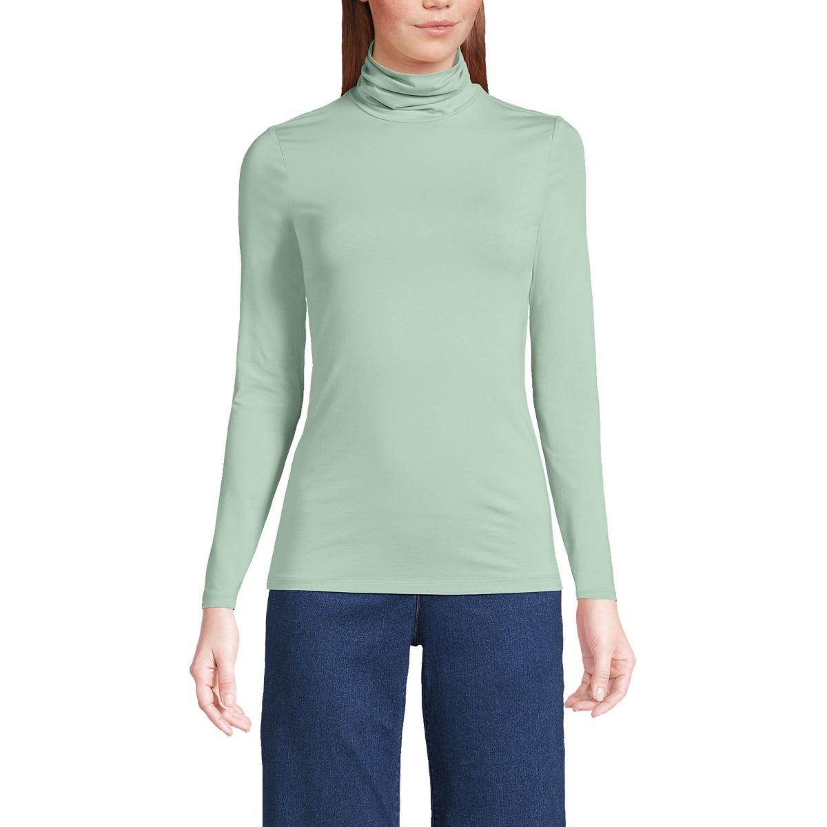 Lands End Womens Tall Lightweight Jersey Skimming Long Sleeve Turtleneck Product Image