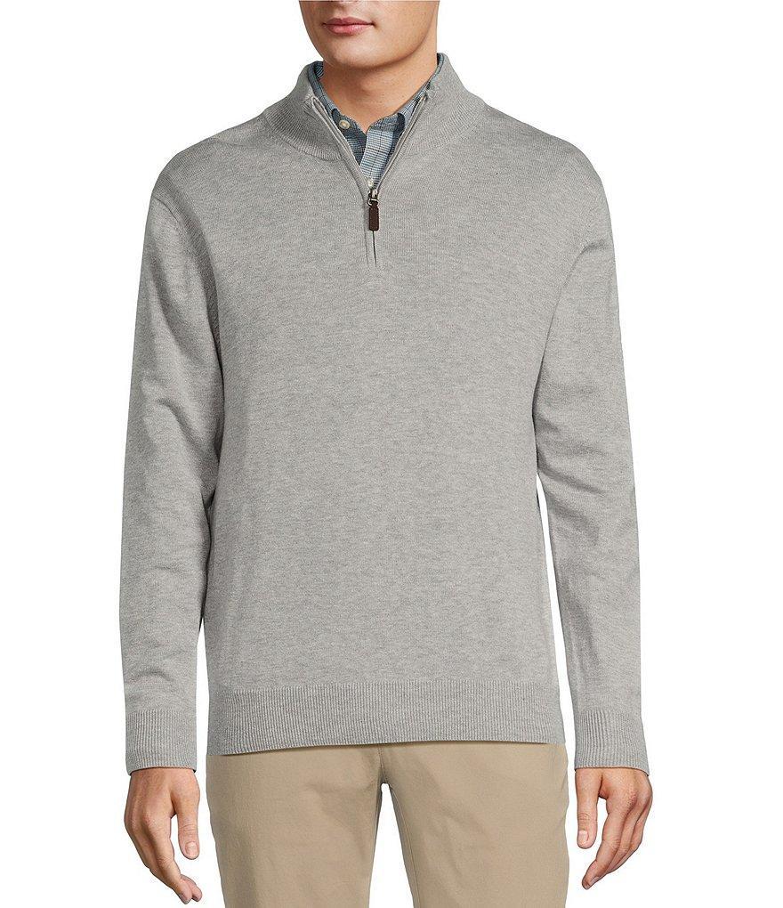 Roundtree & Yorke Mock Neck Long Sleeve Solid Quarter-Zip Sweater Pullover Product Image