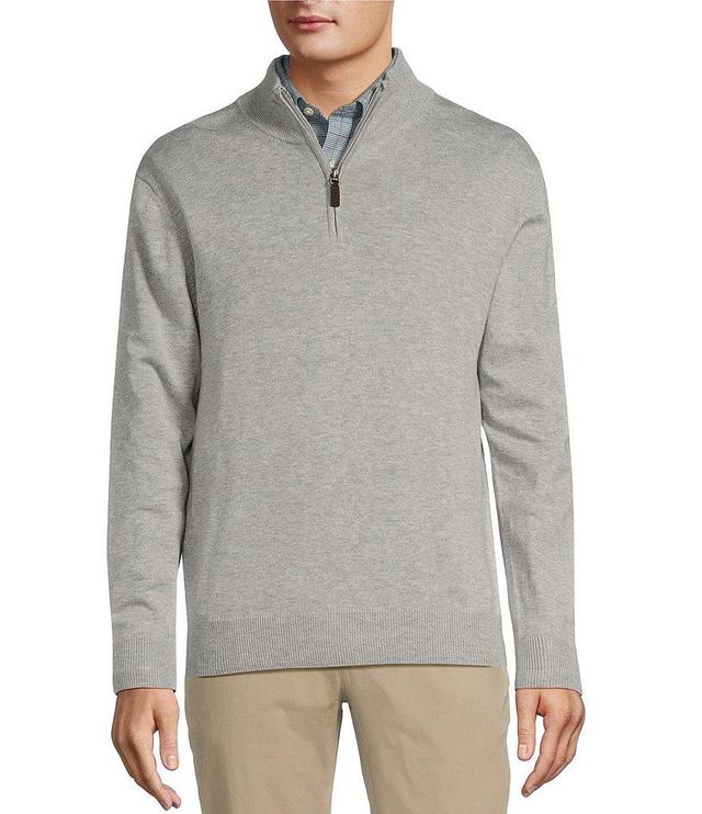 Roundtree & Yorke Mock Neck Long Sleeve Solid Quarter-Zip Sweater Pullover Product Image