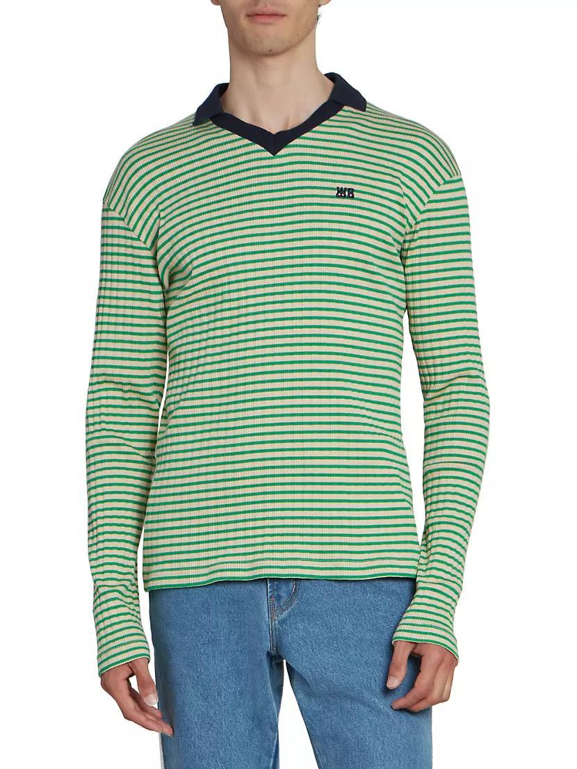 Sonic Striped Knit Long-Sleeve Polo Product Image