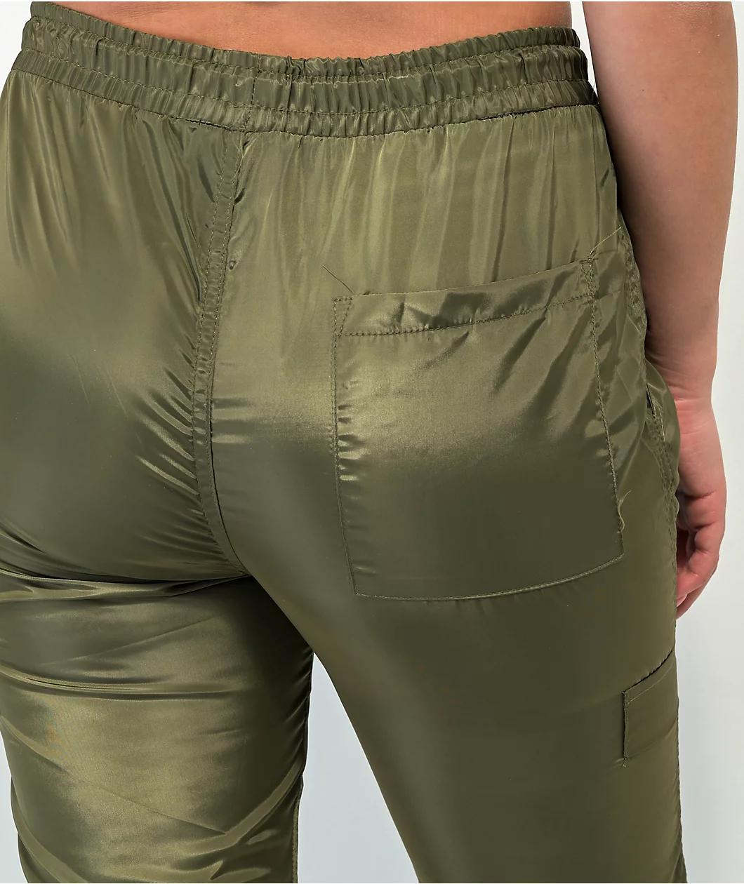 American Stitch Olive Satin Jogger Pants Product Image