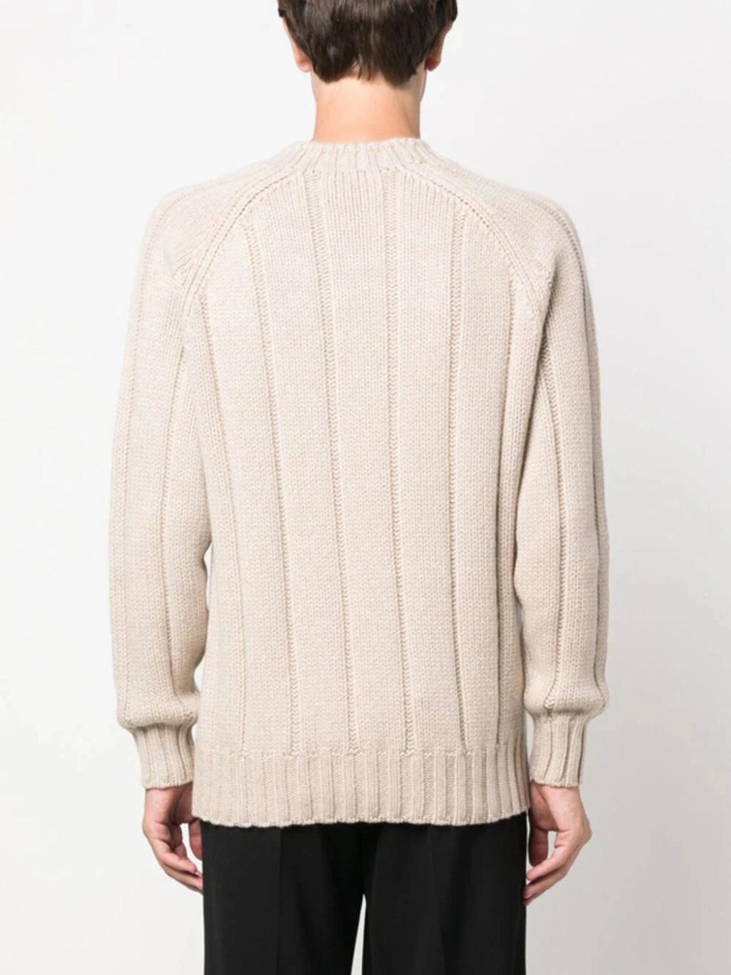 Ribbed Crew Neck Sweater Clothing In Brown Product Image