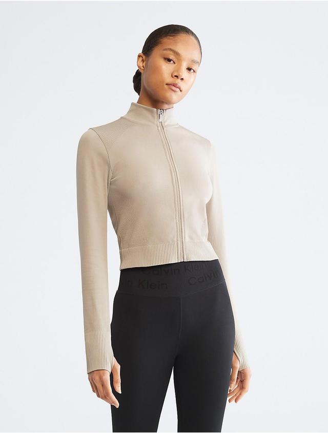 Calvin Klein Womens Performance Seamless Mock Neck Jacket - Neutral - XS Product Image