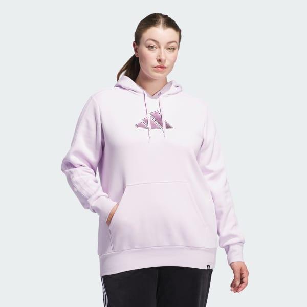 Holiday Graphic 3-Stripes Oversized Hoodie (Plus Size) Product Image