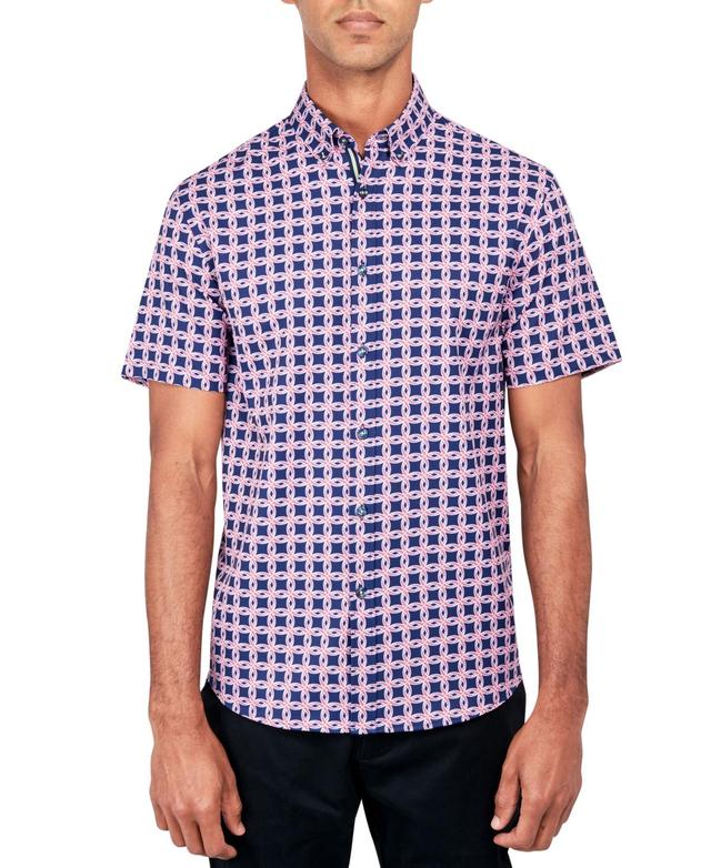 Society of Threads Mens Regular-Fit Non-Iron Performance Stretch Linked Circle-Print Button-Down Shirt Product Image