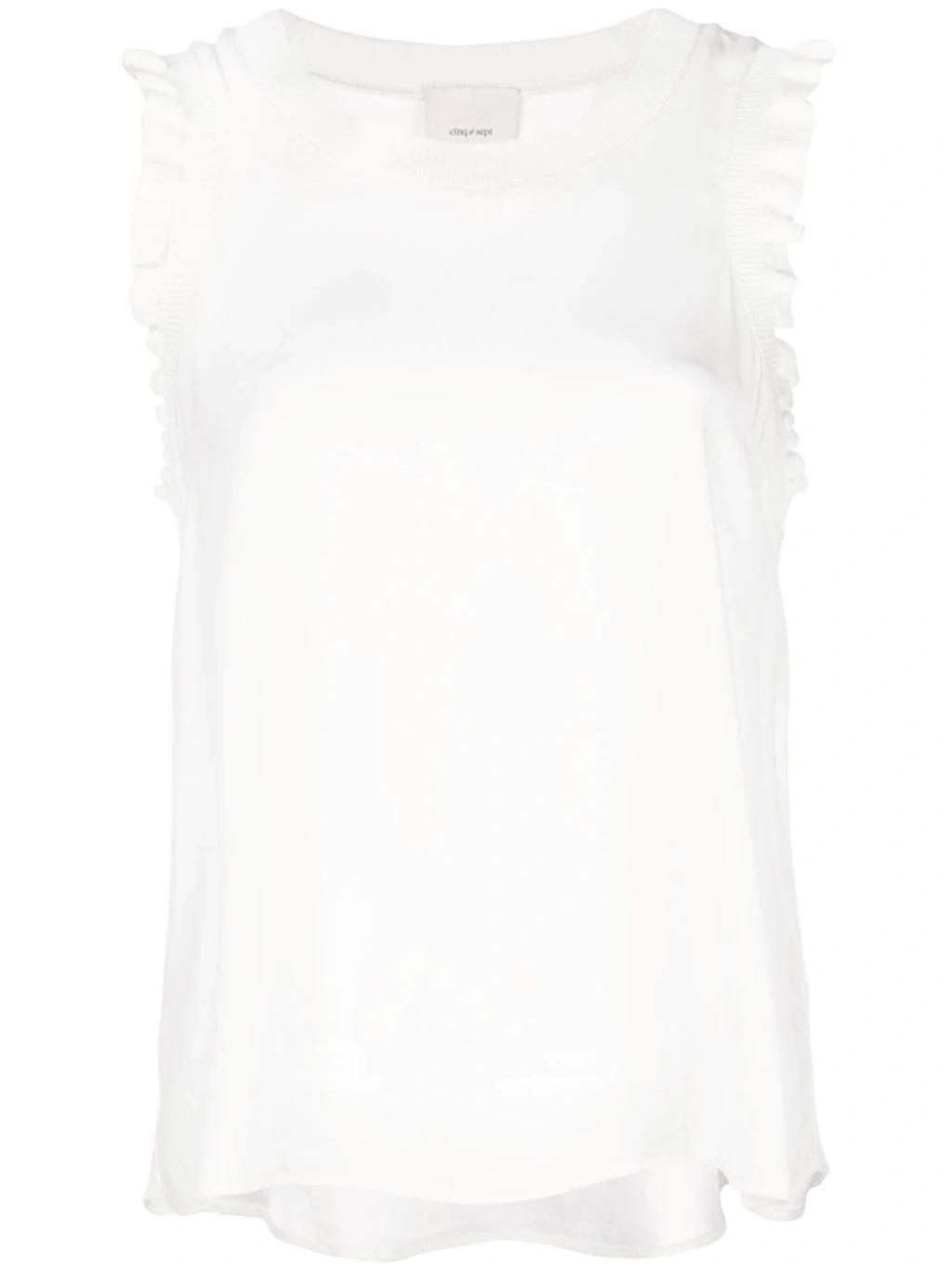 Tous Les Jours Lenore Crewneck Sleeveless Silk Top In Ivory Product Image