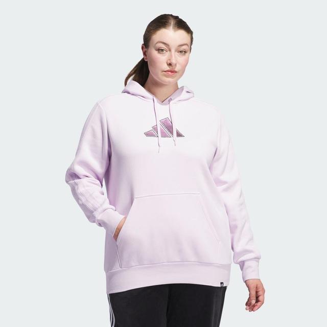 adidas Holiday Graphic 3-Stripes Oversized Hoodie (Plus Size) Ice Lavender 1X Womens Product Image