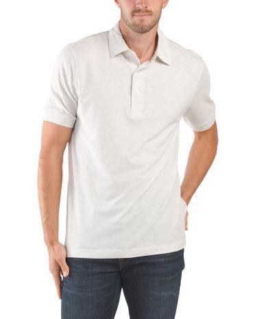 Pima Cotton And Silk Blend Pique Polo T-shirt for Men | Spandex/Cotton/Silk Product Image